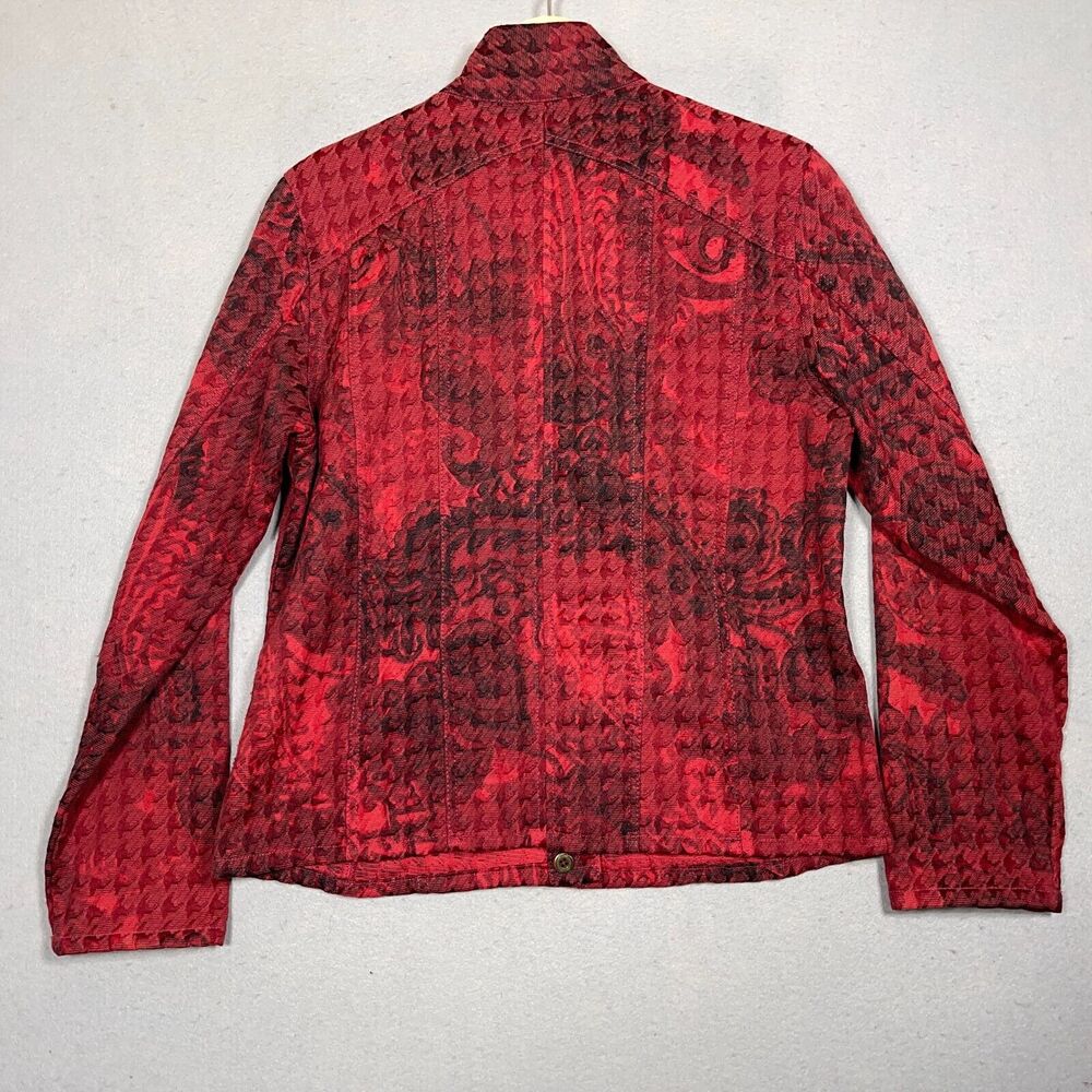 Chicos Jacket Women Medium 1 Tapestry Red Button Floral Button Front Casual - Picture 9 of 10